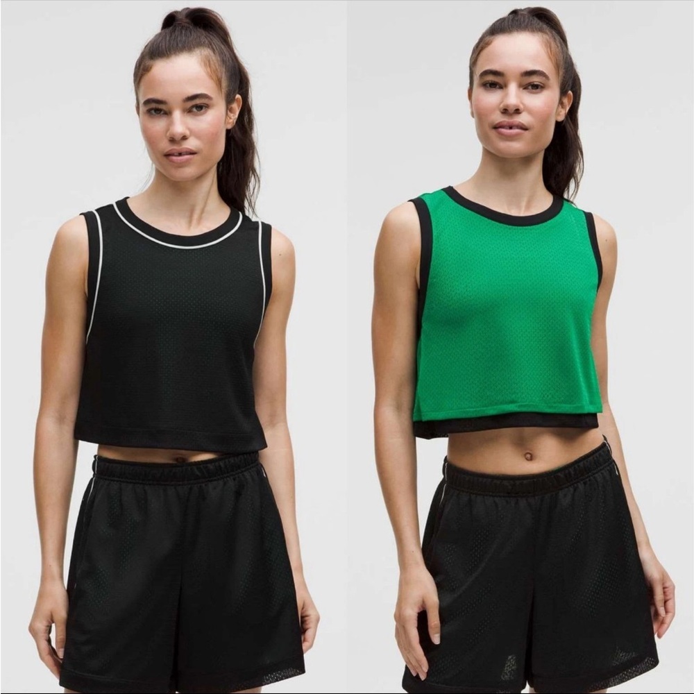 Lululemon Double-Layered Mesh Reversible Tank Top Black / Raceway Green NWT